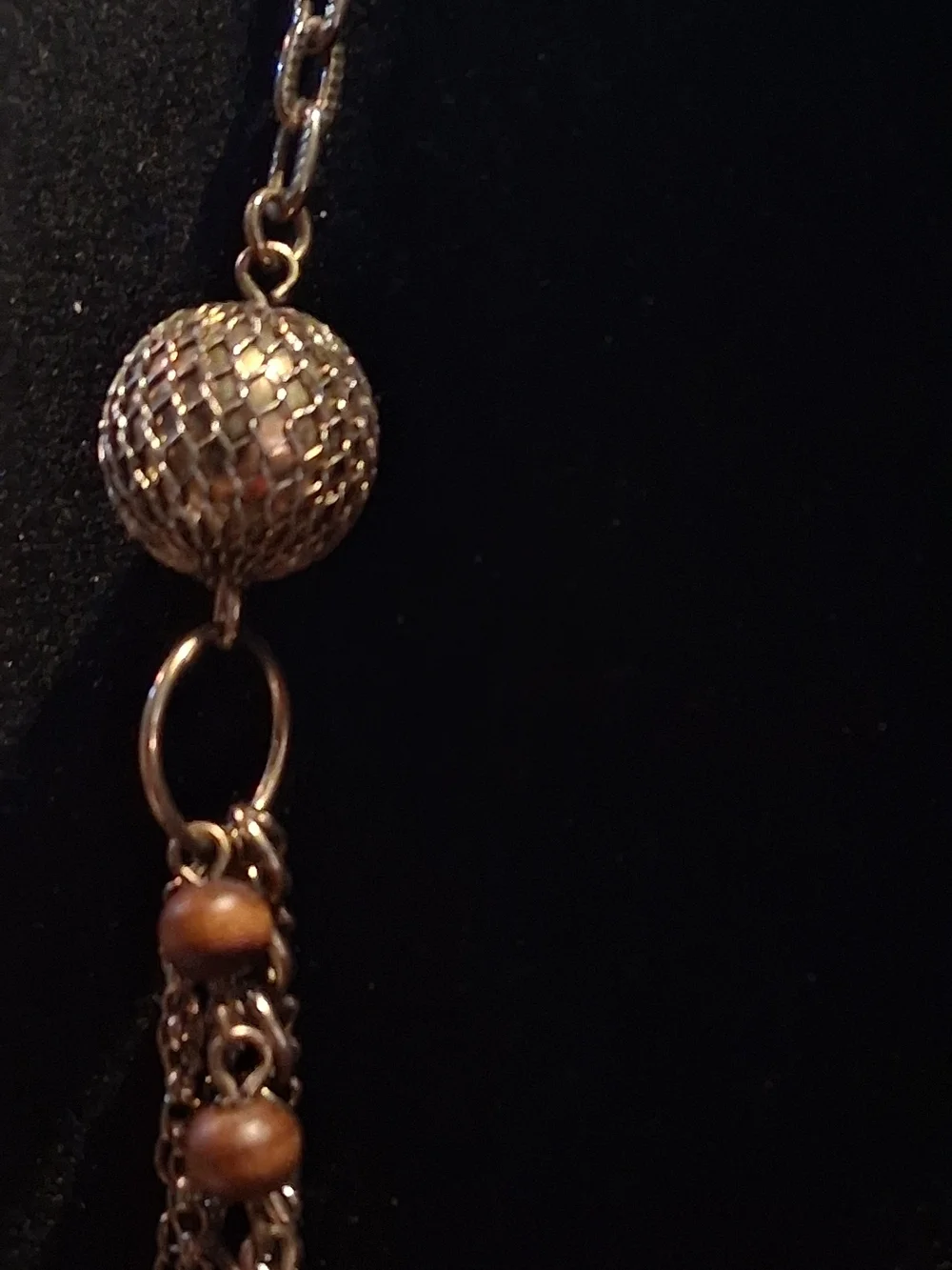 Vintage-Style Bronze Multi-Strand Necklace Rhinestone Flower 24